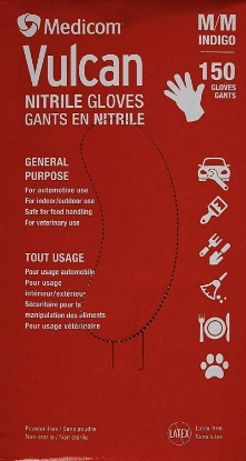 Picture of Medicom Vulcan Nitrile Gloves Latex-Free General Purpose Indigo Color Medium 150 Count