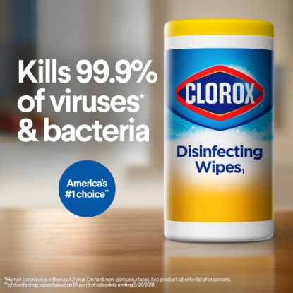 Picture of Clorox Disinfecting Wipes, 85 ct, Bleach Free Cleaning Wipes - Crisp Lemon