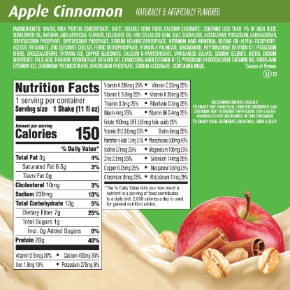 Premier Protein 20g Protein with Oats Shake, Apple Cinnamon 11 fl  oz 12 pk