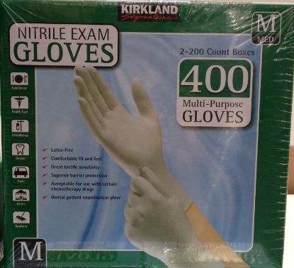Picture of Kirkland Signature Nitrile Exam Gloves, Size Med. 200-Count (2-Pack)