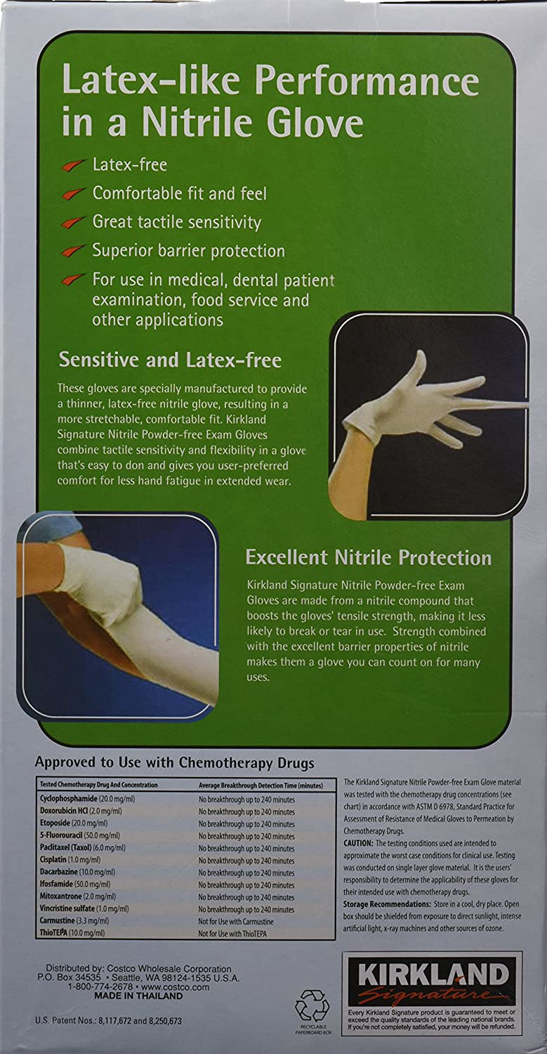Kirkland Signature Nitrile Exam Gloves, Size Med. 200