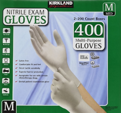 Picture of Kirkland Signature Nitrile Exam Gloves, Size Med. 200-Count (2-Pack)