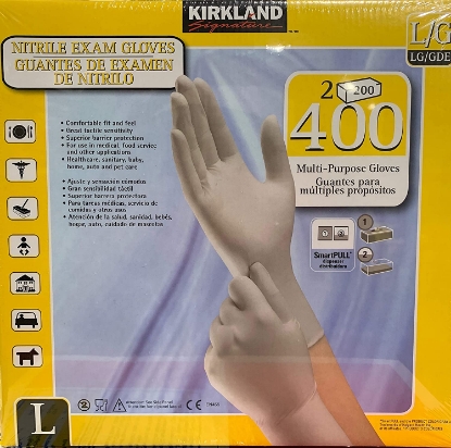 Picture of Kirkland Signature Nitrile Exam Multi-Purpose Large Gloves Latex-free 200-Count , 2-Pack (Total 400-Count Gloves