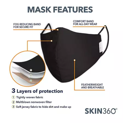 SKIN360 Premium Reusable Cloth Face Mask Choose Your Color 6 pk