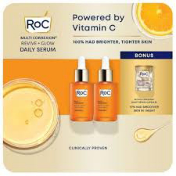 RoC Revive and Glow Daily Serum (1 fl. oz., 2 pk.) + Retinol Capsules (10 ct.)