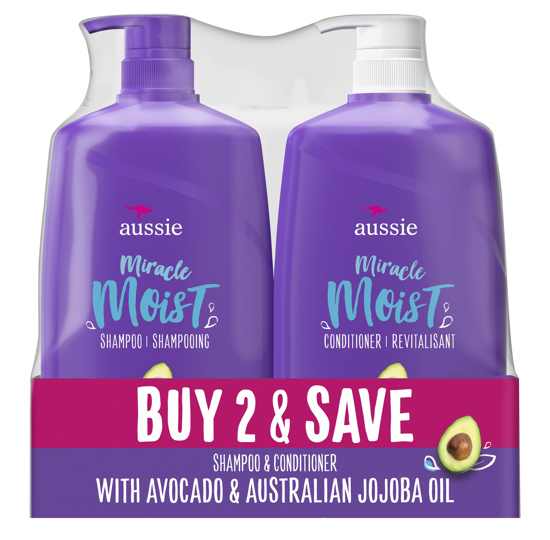 Aussie Miracle Moist Paraben Free Shampoo and Conditioner 30.4 fl. oz. each