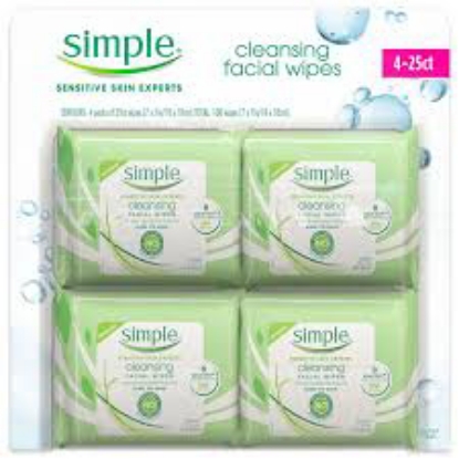 Simple Cleansing Facial Wipes 25 ct. each, 4 pk.