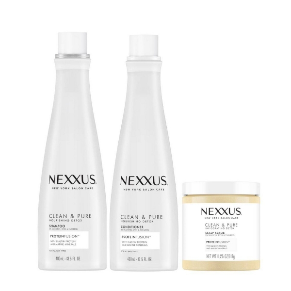 Nexxus Clean and Pure Shampoo, Conditioner and Scrub 3 pk.