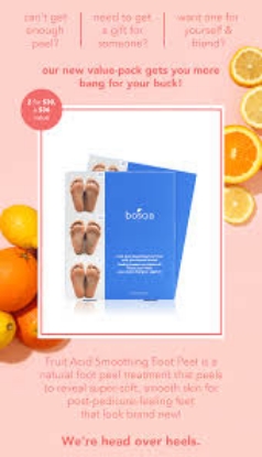 boscia Fruit Acid Smoothing Foot Peel With Plant-Based Alcohol 1.34 fl oz, 4-pack