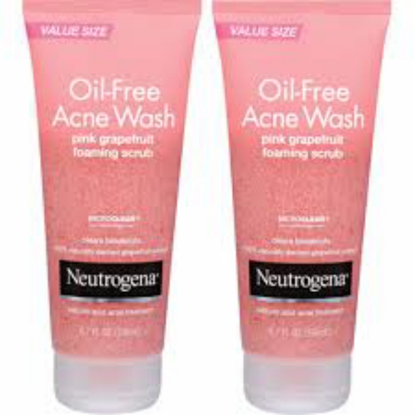 Neutrogena Oil-Free Pink Grapefruit Acne Face Wash Foaming Scrub with Salicylic Acid Acne Treatment, 2 pk./6.7 fl. oz.