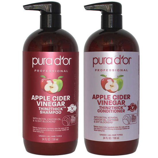 PURA D'OR Apple Cider Vinegar Thin2Thick Clarifying and Detoxing Shampoo & Conditioner