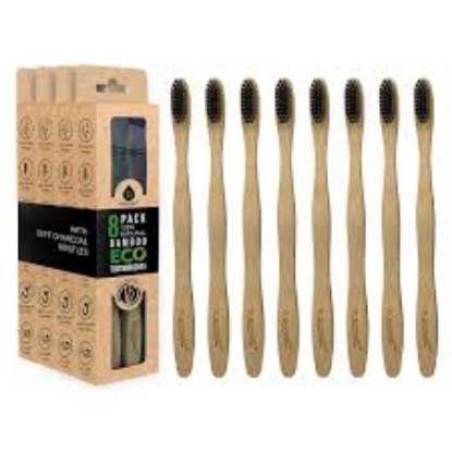 Pursonic 100% Natural ECO Bamboo Toothbrushes with Charcoal Soft Bristles 8 pk.