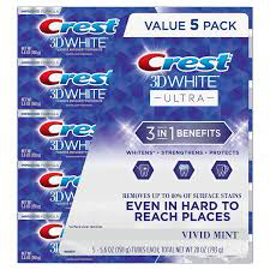 Crest 3D White Ultra Whitening Toothpaste, Vivid Mint 5.6 oz. 5 pk.