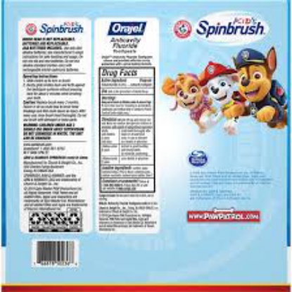 Arm & Hammer Kid's Spinbrush Paw Patrol Electric Toothbrush 3 pk with Orajel Anticavity Fluoride Toothpaste 4.2 oz.