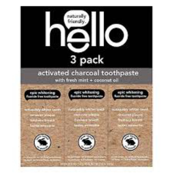 Hello Activated Charcoal Toothpaste 3 ct.