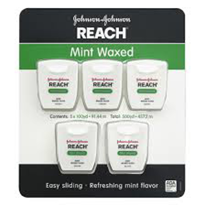 Johnson & Johnson Reach Mint Waxed Dental Floss 5 pk. 100 yds