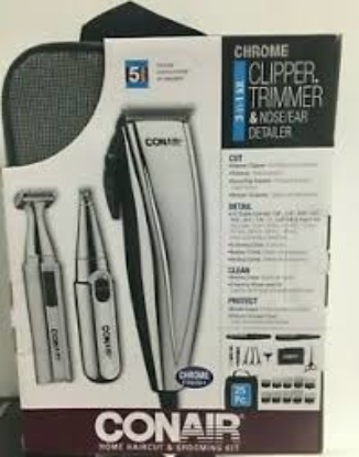 Conair 3 in 1 Chrome Clipper Trimmer and Nose Ear Detailer 25 piece
