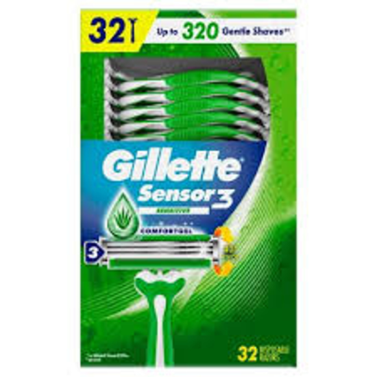 Gillette Sensor3 Sensitive Men's Disposable Razor 32 ct
