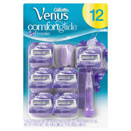 Gillette Venus Comfort Glide Women's Razor Handle and 12 Cartridges Freesia Scent