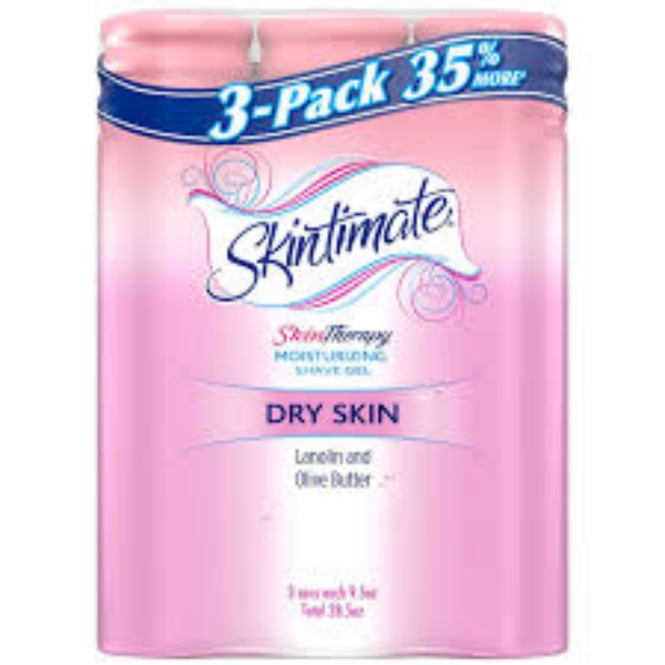 Skintimate SkinTherapy Moisturizing Shave Gel for Dry Skin, Lanolin and Olive Butter 9.5 oz 3 pk