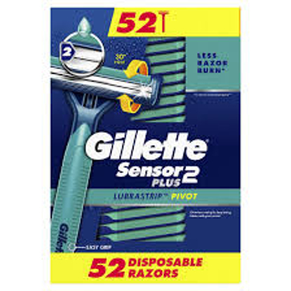 Gillette Sensor2 Plus Pivoting Head and Lubrastrip Men's Disposable Razors 52 ct