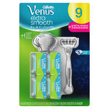 Gillette Venus Extra Smooth Platinum Razor with 9 Blade Refills and Case