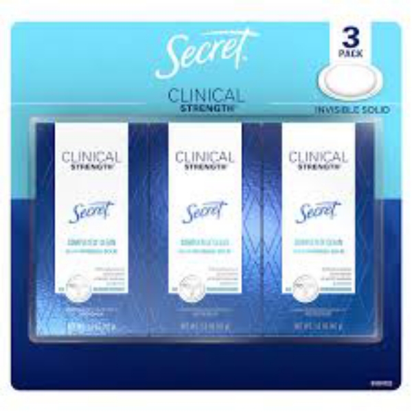 Secret Clinical Strength Invisible Solid Deodorant Completely Clean 1.6 oz 3 pk