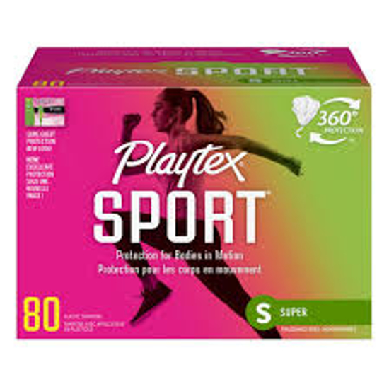 Playtex Sport Plastic Tampons Unscented, Super Absorbency 80 ct