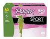 Playtex Sport Plastic Tampons Unscented, Super Absorbency 80 ct