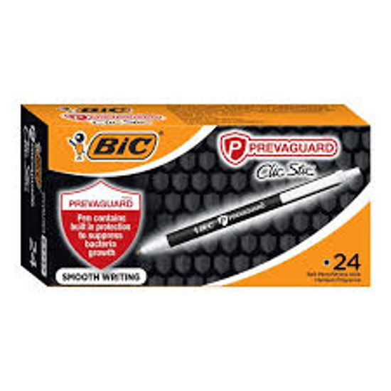 BIC Prevaguard Anti Microbial Retractable Ballpoint Pen Med 1.0MMBlack 24ct
