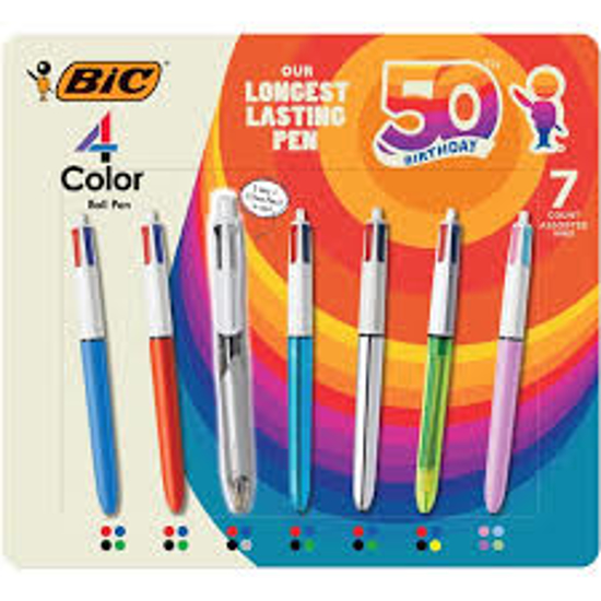 BIC 4 Color Retractable Ballpoint Pen Med Pt. 1.0mm Variety 7 pack