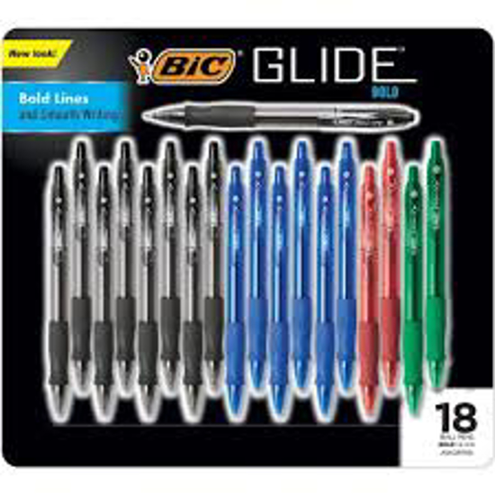 BIC Glide Bold Retractable Ball Pen Bold Point 1.6mm Various Colors 18 Count