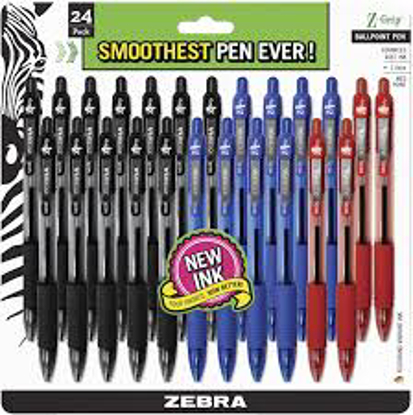 Zebra Z Grip Retractable Ballpoint Pen Black Ink Medium  24 Pack