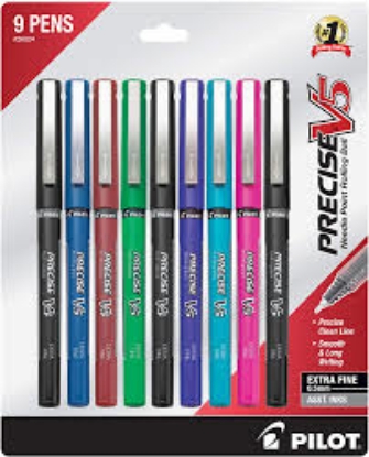 Pilot Precise V5 Roller Ball Stick Pen Needle Point Assorted Inks Extra Fine 7 Pens