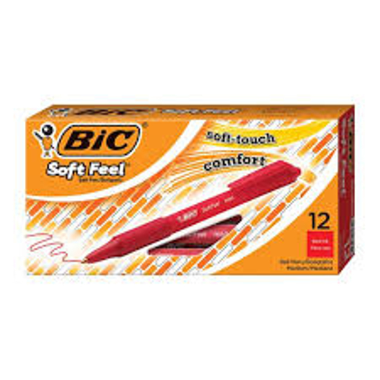 BIC Soft Feel Retractable Ballpoint Pen 1mm Medium Red Ink 12 ct
