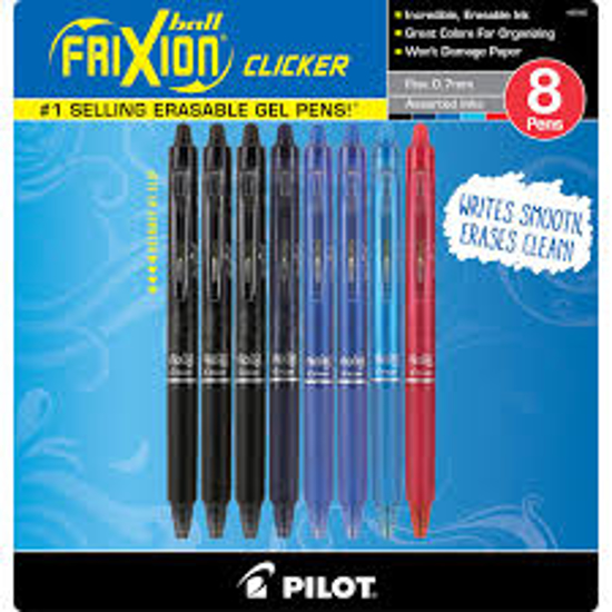 Pilot FriXion Clicker Fine Point Retractable Erasable Gel Ink Pens Assorted Colors 8 Pack