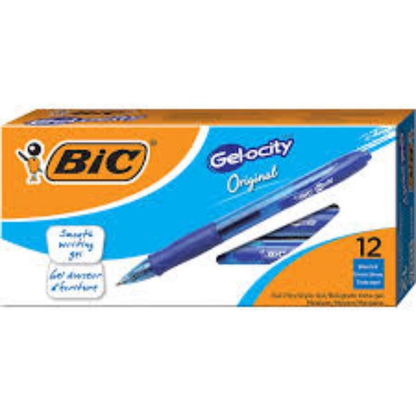 BIC Gel-ocity Retractable Gel Pen Blue Ink .7mm Medium 12ct