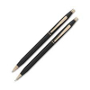 Cross Classic Century Ballpoint Pen & Pencil Set Black 23 Kt Gold Accents