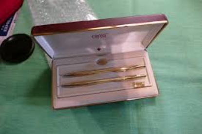 Cross Classic Century Ballpoint Pen & Pencil Set Black 23 Kt Gold Accents