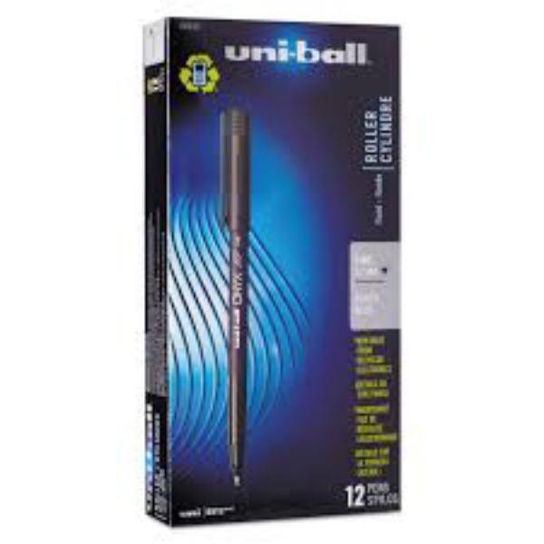 uni ball Onyx Roller Ball Stick Dye Based Pen Black Ink Fine Dozen