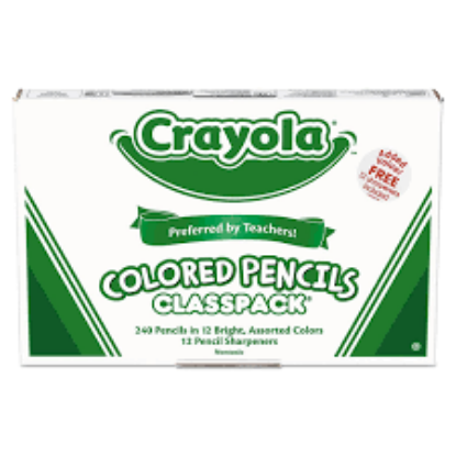 Crayola Colored Woodcase Pencil Classpack 3.3mm 20 EA of 12 Ast Colors 12 Sharpeners