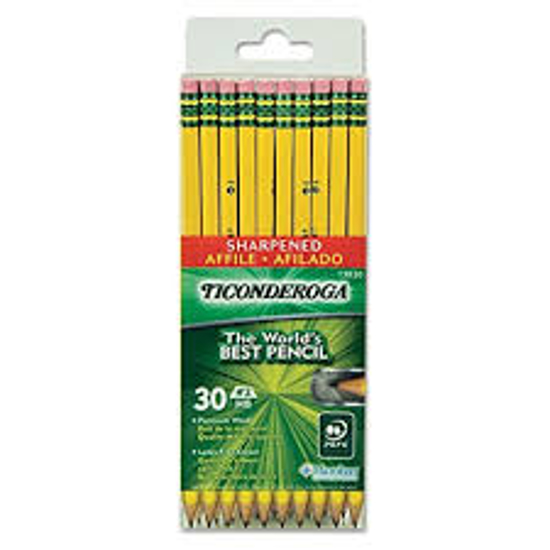Ticonderoga Pre Sharpened Pencil HB 2 Yellow Barrel 30ct