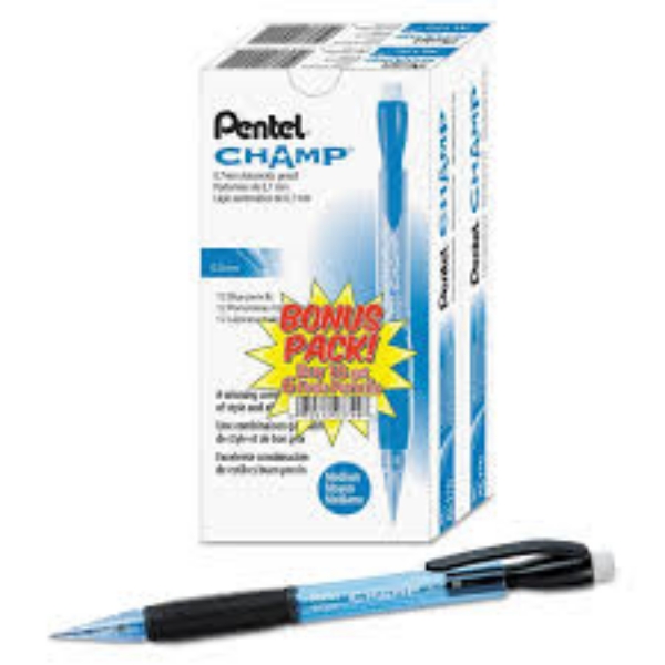 Pentel Champ 0.7 mm Mechanical Pencil Blue Barrel 24 ct