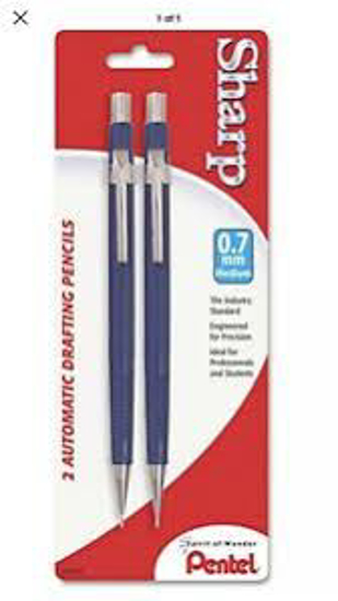 Pentel Sharp Mechanical Drafting Pencil 0.7 mm Blue Barrel 2 Pk