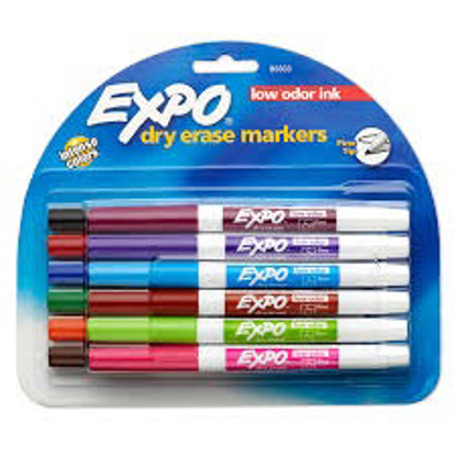 EXPO Low Odor Dry Erase Markers Fine Tip Assorted Colors 12 Pack