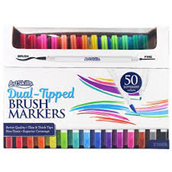 Art Skills Brush Markers, 50 Count