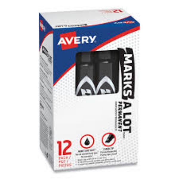 Avery MARKS A LOT Regular Desk Style Permanent Marker Broad Chisel Tip Black Dozen