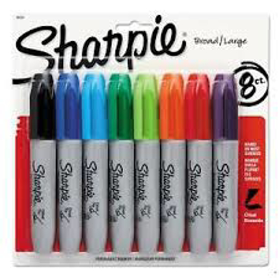 Sharpie 5.3mm Permanent Markers Assorted Colors Chisel Tip 8 ct