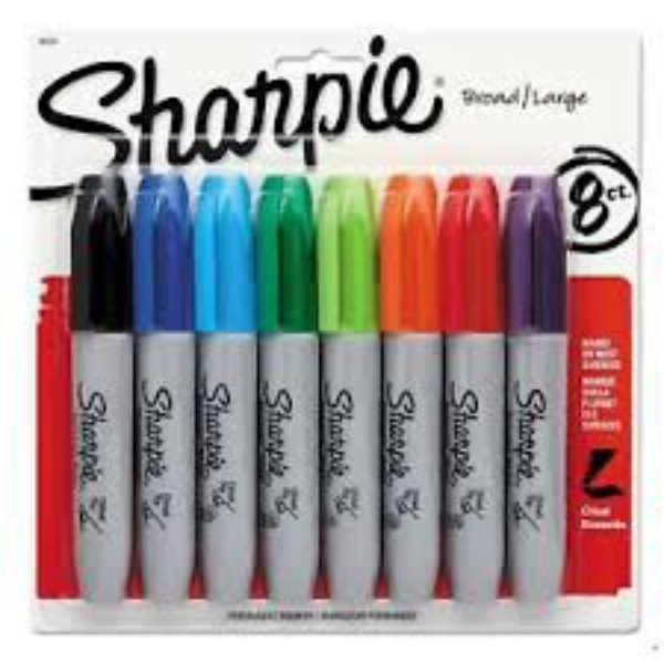 Sharpie 5.3mm Permanent Markers Assorted Colors Chisel Tip 8 ct