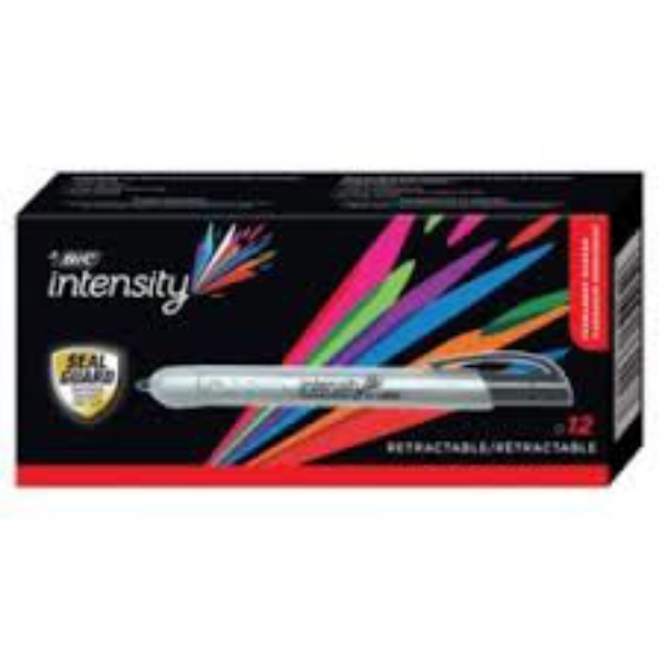 BIC Marking Retractable Permanent Marker Fine Tip Black 12 pk